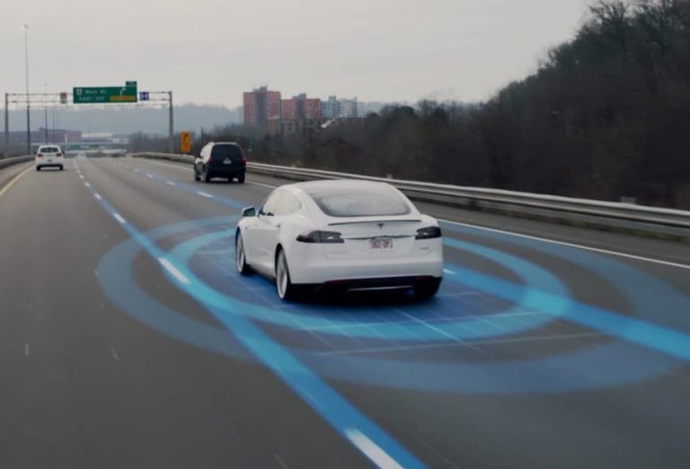 A Tesla driving on autopilot