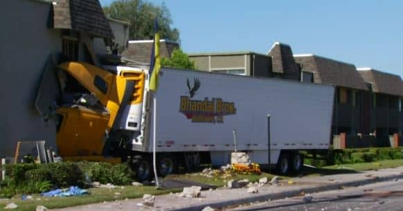 Big Rig Crashes into Fullerton Apartment Building Injuring Five Image Courtesy of NBCLosAngeles.com