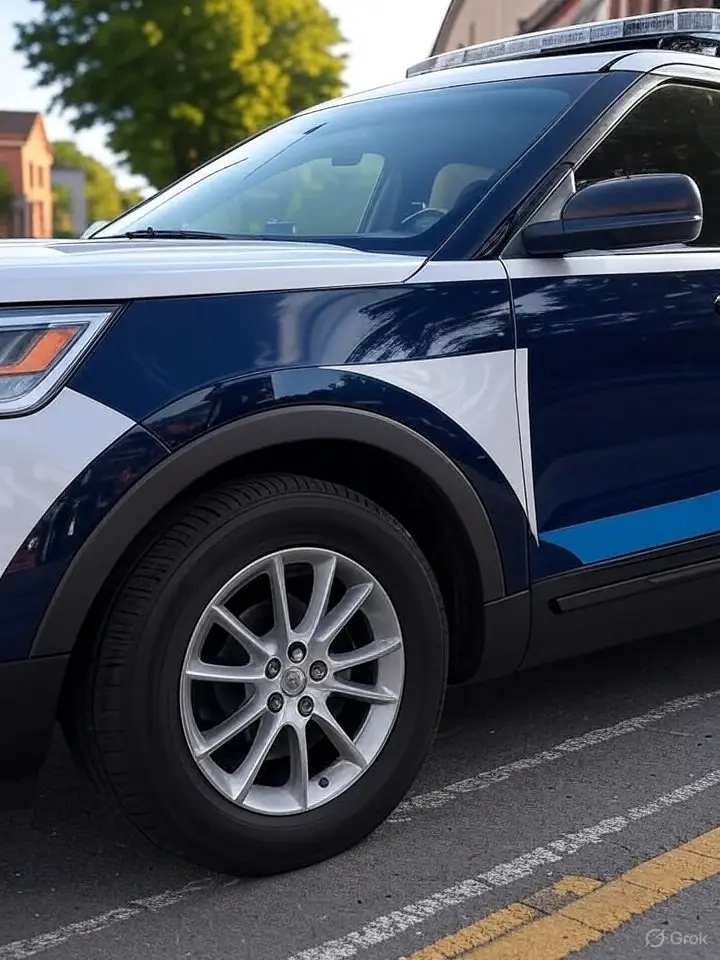 A Ford Explorer SUV police vehicle