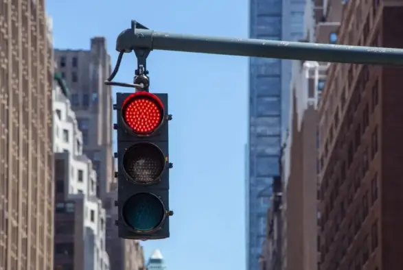 a red light at an intersection