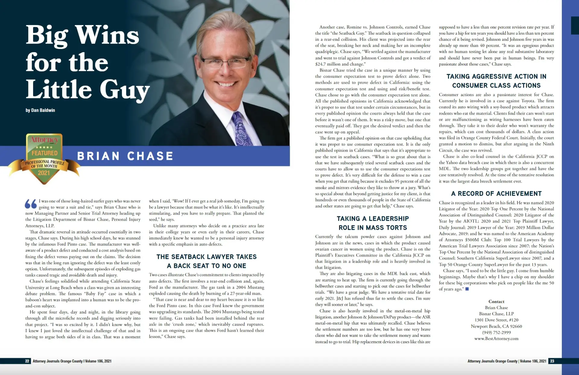 Brian Chase magazine article