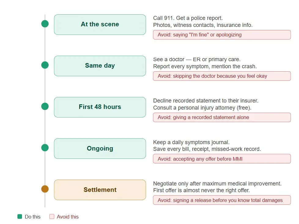 graph of dos and don'ts after a car accident