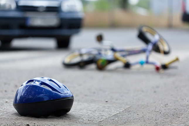 Helmet on the floor after a collision.