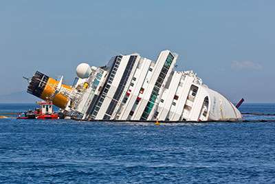 The Costa Concordia cruise ship, sinking off the coast of Italy in 2012 - resulting in a major cruise ship lawsuit.