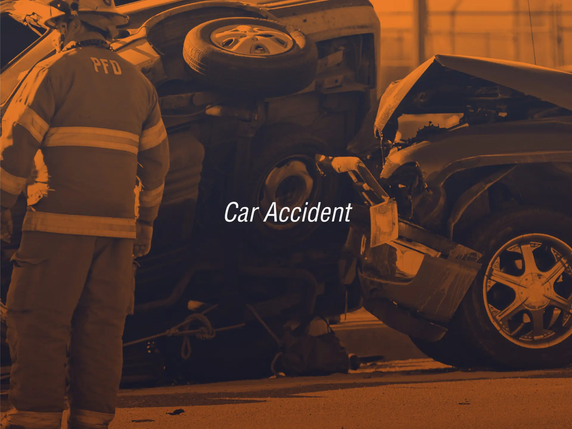 two vehicles crashed with a fireman on scene