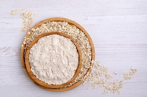 Bowl of oatmeal powder.