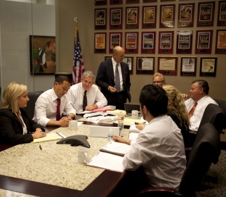 Bisnar Chase lawyers meeting with a client