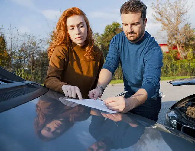 Drivers exchanging information.