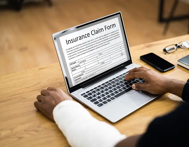 Person filing a personal injury claim online.