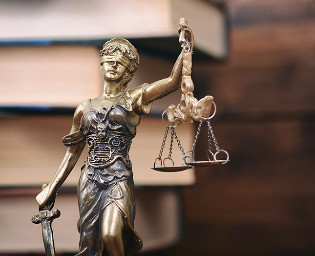 a bronzed statue of lady justice