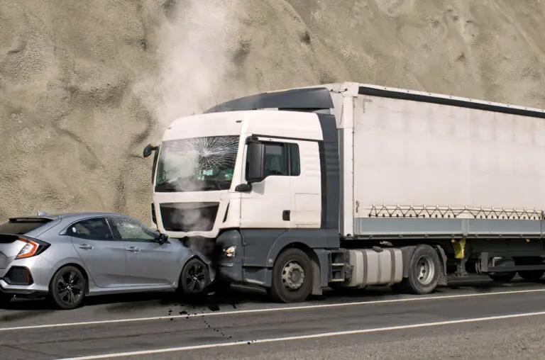 a commercial truck hitting a sedan
