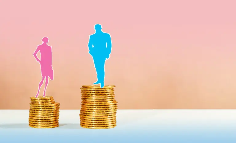 A graphic demonstrating a gender wage gap - illegal in California employment law.