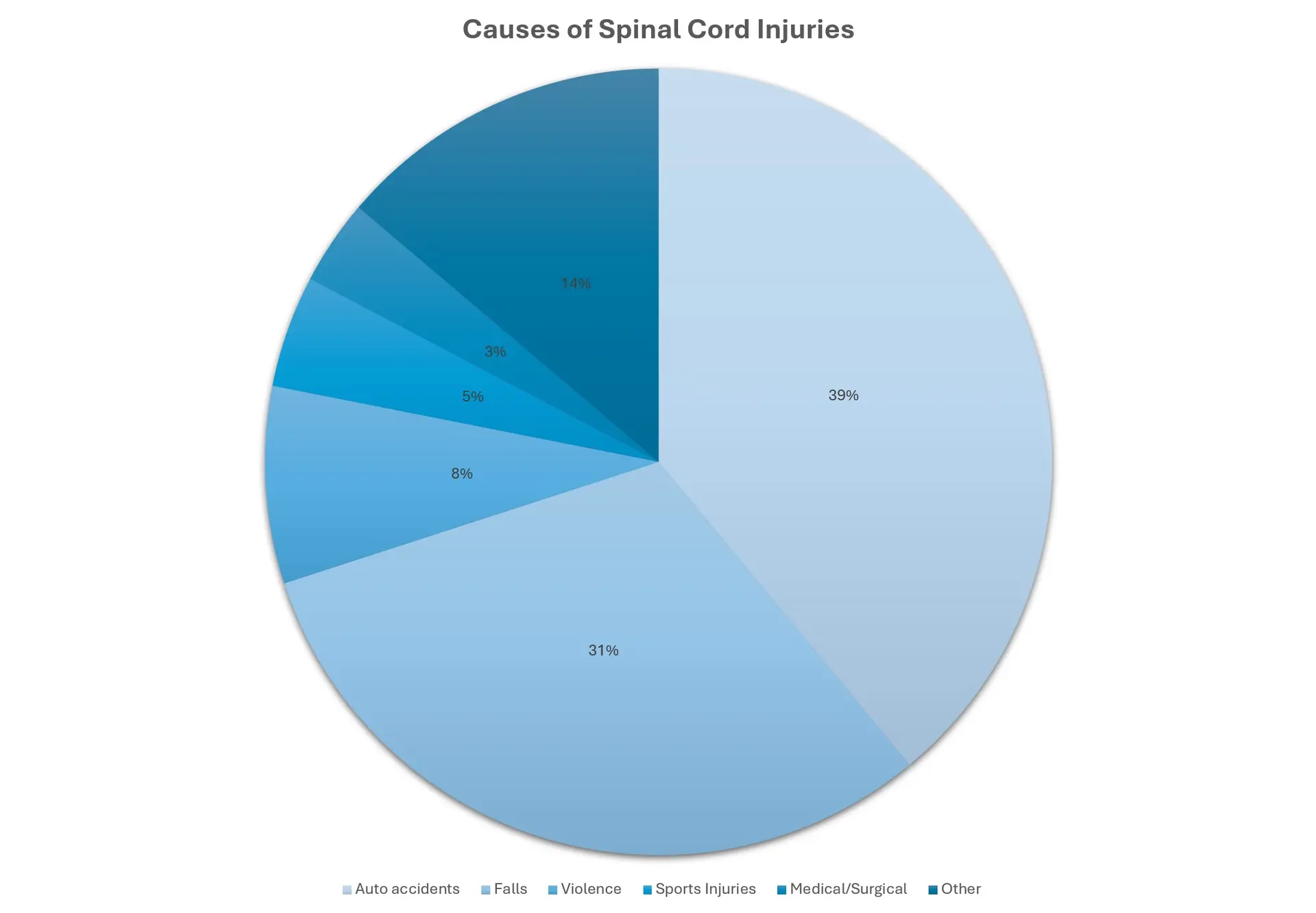A graph showing the top causes of spinal cord injuries