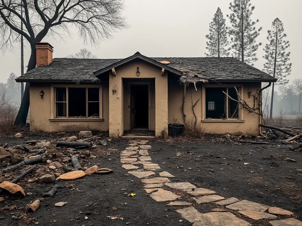 a burned out home from California wildfires