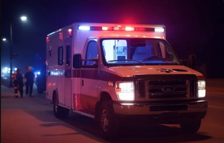 an ambulance at the scene of the accident