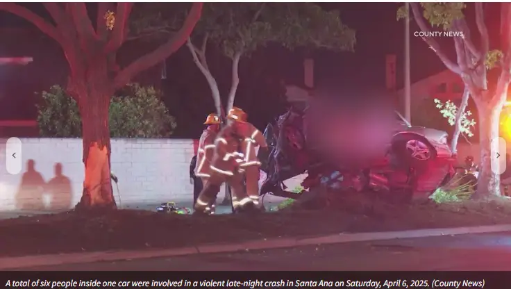 KCal 5 photo of deadly Santa Ana car accident that killed 5