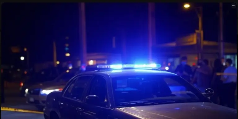 a police car with flashing lights