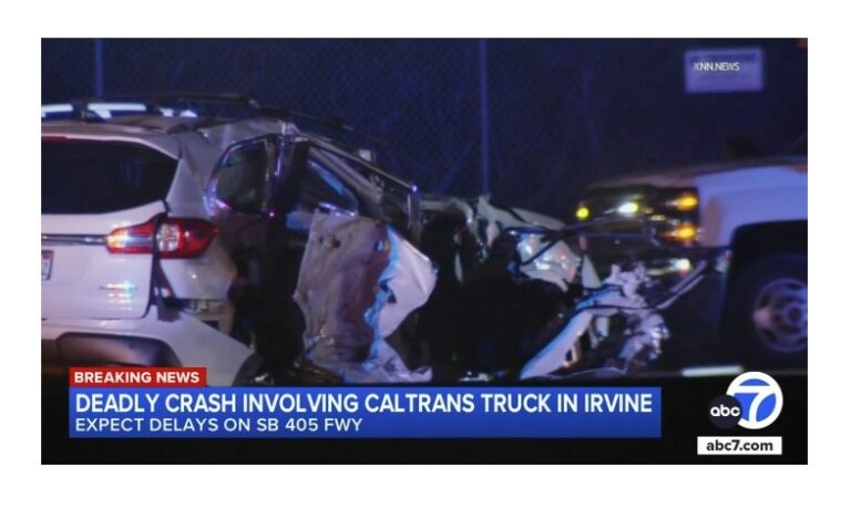 The aftermath of a fatal crash on the 405 freeway near Irvine.