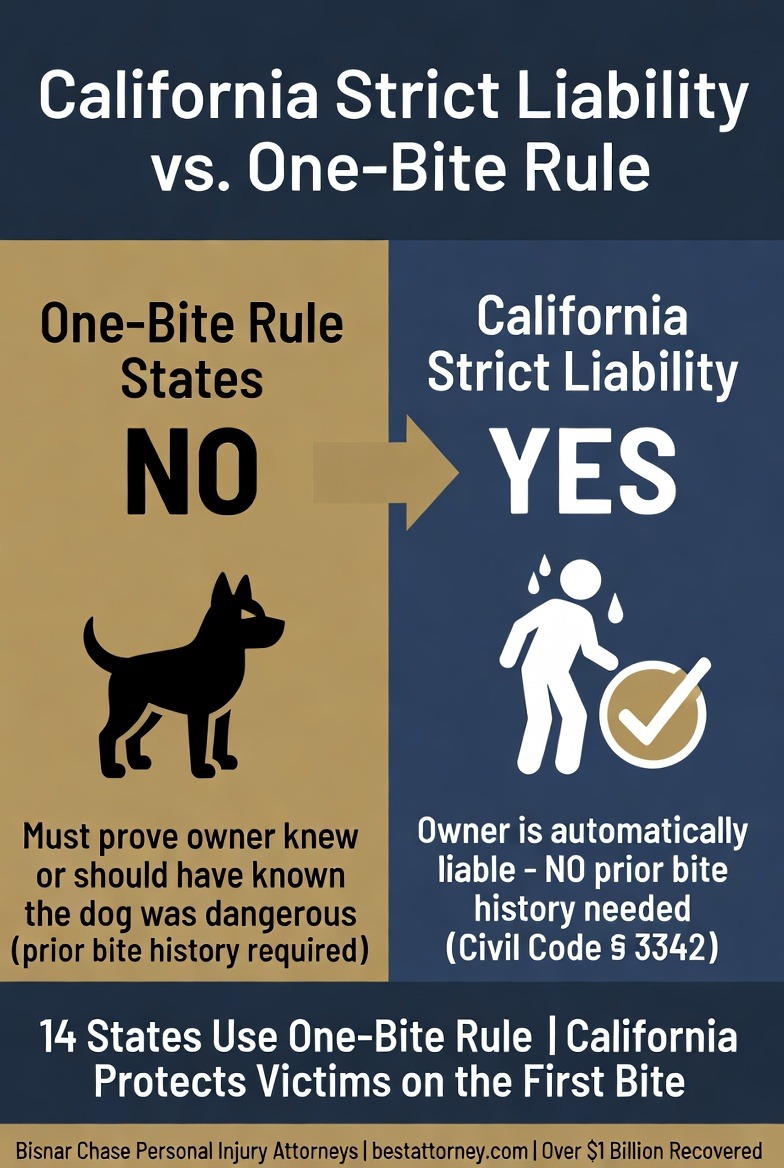 california strict liability vs one bite rule