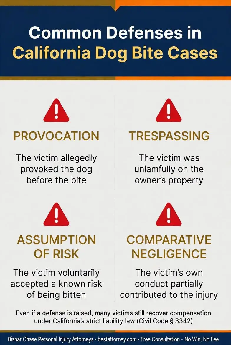 common defenses in dog bite cases in california