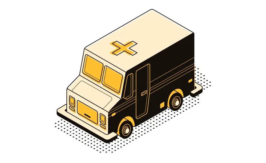 An image of an ambulance, created for the Ultimate Car Accident Guide.
