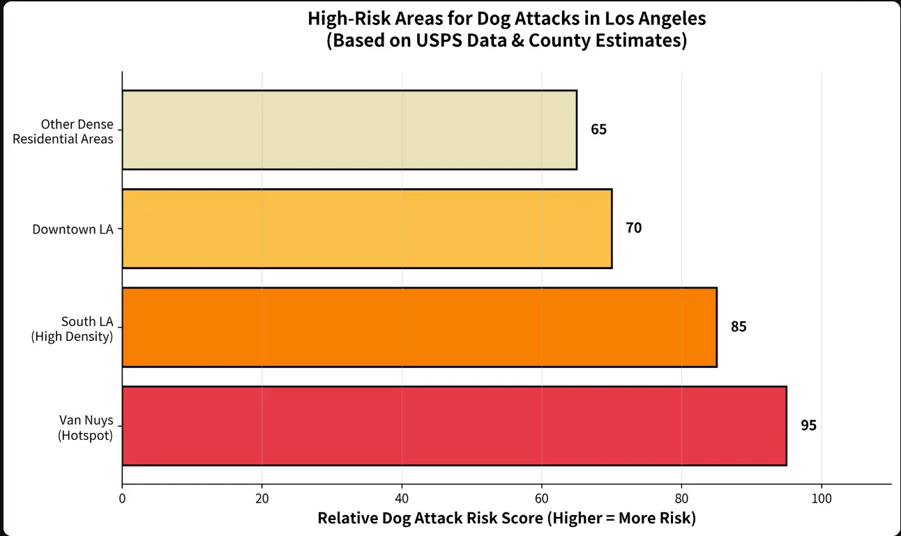 high risk areas for dog bites in los angeles